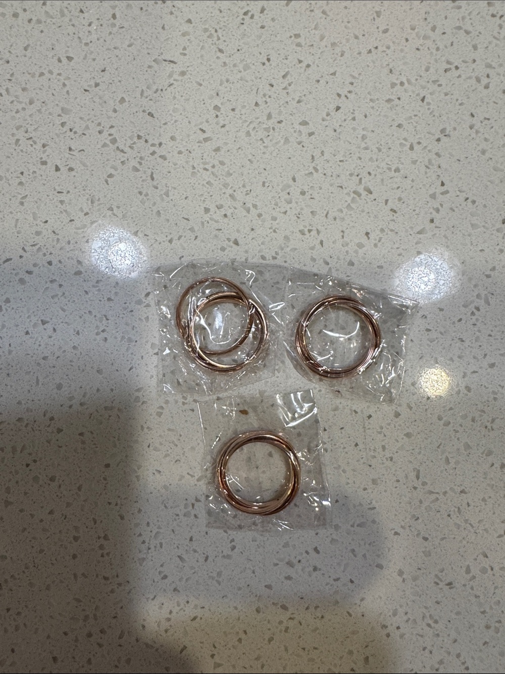 Set of 3 Rose Gold Metal Key Rings